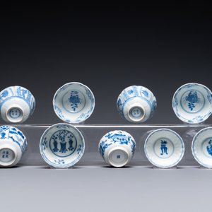 Twenty Chinese blue and white saucers and nineteen cups, Kangxi and later — photo 11