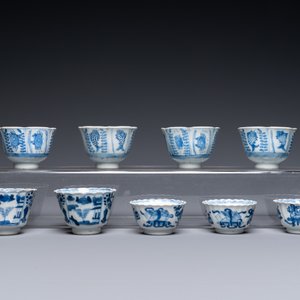Twenty Chinese blue and white saucers and nineteen cups, Kangxi and later — photo 8