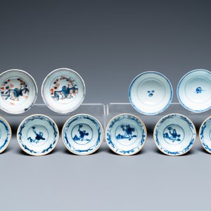 Twenty-two Chinese blue and white and famille rose cups and nineteen saucers, Kangxi and later — 照片 18