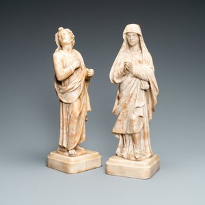 Two alabaster figures of a Golgotha Madonna and John the Baptist, Italy, 17th C. — photo 1