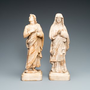 Two alabaster figures of a Golgotha Madonna and John the Baptist, Italy, 17th C. — photo 2