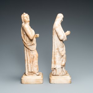 Two alabaster figures of a Golgotha Madonna and John the Baptist, Italy, 17th C. — photo 5