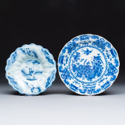 Two blue and white Delftware plates, 17/18th C.