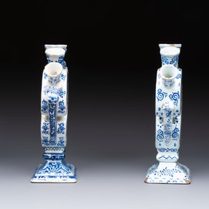 Two blue and white Dutch Delft heart-shaped tulip vases, 19th C. — photo 3