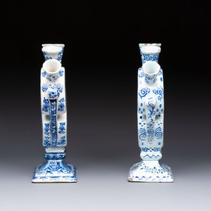 Two blue and white Dutch Delft heart-shaped tulip vases, 19th C. — photo 5