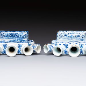 Two blue and white Dutch Delft heart-shaped tulip vases, 19th C. — photo 6