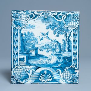 Two blue and white German stove tiles with biblical scenes, Nuremberg, 18th C. — photo 4