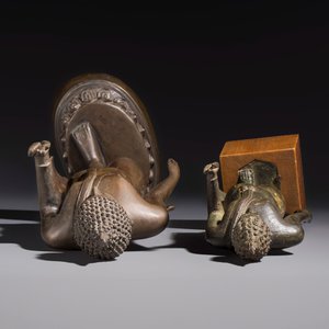 Two bronze Sukhothai-style walking Buddhas, Thailand, 20th C. or earlier — photo 6