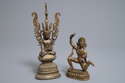 Two bronze votive figures, Burma and Nepal, 18/19th C.