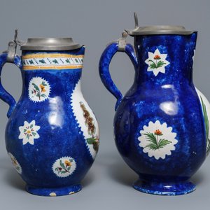 Two Brussels faience pewter-mounted blue-ground jugs, 19th C. — 照片 5