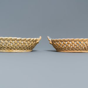 Two Brussels faience reticulated baskets with 'à la haie fleurie' design, 18th C. — 照片 6