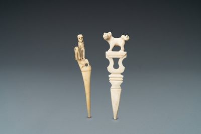 Two burins or engraving tools in ivory and bone, 16th and 19th C.