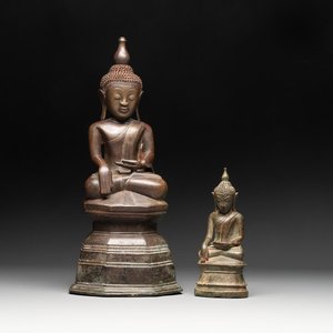 Two Burmese bronze sculptures of Buddha, 18th C. — photo 1