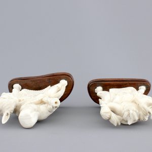 Two carved ivory figures of Chinese immortals on deers, ca. 1920 — 照片 7