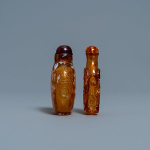 Two Chinese amber-simulating glass snuff bottles, 18/19th C. — 照片 4