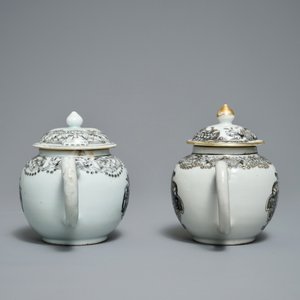 Two Chinese armorial grisaille and gilt teapots, Qianlong — photo 5