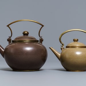 Two Chinese Bencharong Thai market polished Yixing stoneware teapots, 19th C. — photo 3