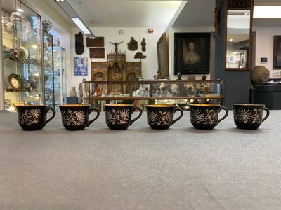Two Chinese black Fuzhou or Foochow lacquer coffee services on trays, Republic — 照片 6