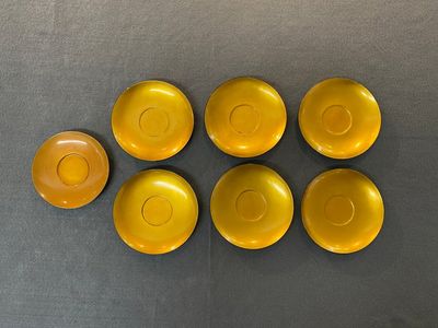 Two Chinese black Fuzhou or Foochow lacquer coffee services on trays, Republic — 照片 9
