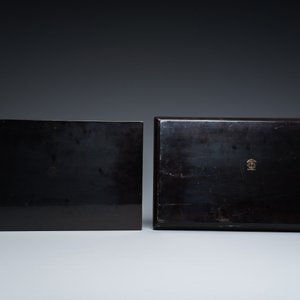 Two Chinese black Fuzhou or Foochow lacquer coffee services on trays, Republic — 照片 4