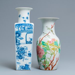 Two Chinese blue and white and qianjiang cai vases, 19/20th C. — photo 1