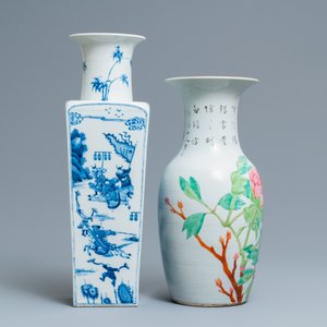 Two Chinese blue and white and qianjiang cai vases, 19/20th C. — photo 3