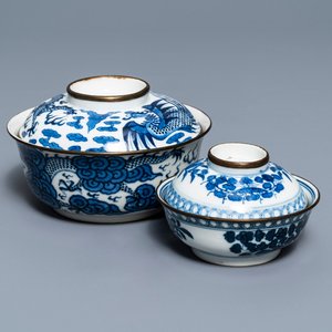 Two Chinese blue and white 'Bleu de Hue' covered bowls for the Vietnamese market, 19th C. — photo 1