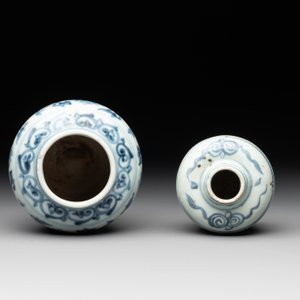Two Chinese blue and white bowls, two jarlets and two ewers, Ming — photo 9