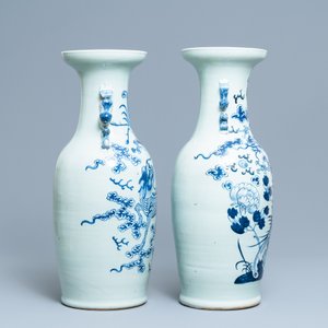 Two Chinese blue and white celadon 'dragon and phoenix' vases, 19th C. — photo 2