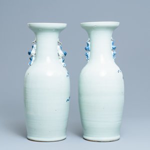 Two Chinese blue and white celadon 'dragon and phoenix' vases, 19th C. — photo 3