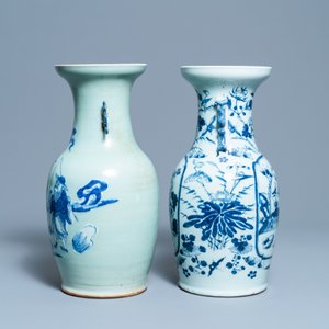 Two Chinese blue and white celadon-ground vases, 19th C. — photo 2