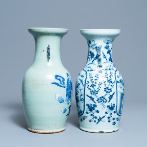 Two Chinese blue and white celadon-ground vases, 19th C. — photo 4