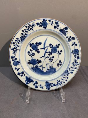 Two Chinese blue and white 'floral' plates with Johanneum Marks, ex-collection of August the Strong, Kangxi/Yongzheng — foto 1