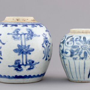 Two Chinese blue and white ginger jars, one Kangxi, one Ming Dynasty — photo 1