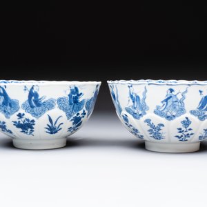 Two Chinese blue and white 'immortals' bowls, Chenghua and Kangxi mark, Kangxi — 照片 3