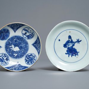 Two Chinese blue and white Japanese market ko-sometsuke plates, Tianqi — 照片 1