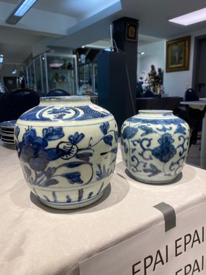 Two Chinese blue and white jars, Wanli — 照片 1
