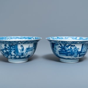 Two Chinese blue and white klapmuts bowls, Kangxi mark and of the period — 照片 1