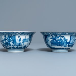 Two Chinese blue and white klapmuts bowls, Kangxi mark and of the period — 照片 2