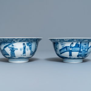 Two Chinese blue and white klapmuts bowls, Kangxi mark and of the period — 照片 4
