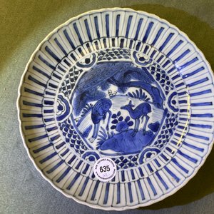 Two Chinese blue and white kraak porcelain dishes with deer and a grasshopper, Wanli — 照片 19