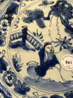 Two Chinese blue and white kraak porcelain dishes with figures, Wanli — 照片 2