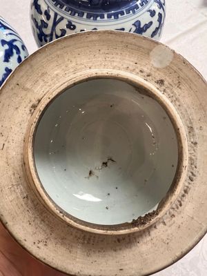 Two Chinese blue and white 'Lotus Scroll' vases and covers, Kangxi — foto 5
