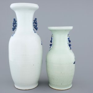 Two Chinese blue and white on celadon ground porcelain vases, 19th C. — 照片 3