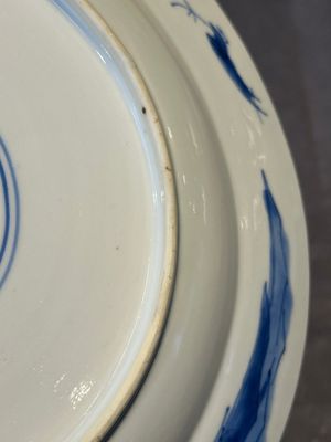Two Chinese blue and white plates with figural design, Wanli and Kangxi mark, Kangxi — 照片 22