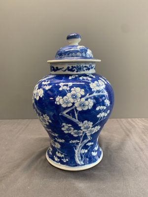 Two Chinese blue and white 'prunus on cracked ice' vases and covers, Kangxi mark, 19th C. — foto 15