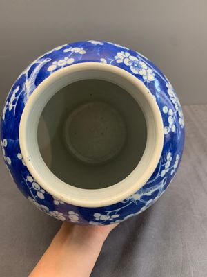 Two Chinese blue and white 'prunus on cracked ice' vases and covers, Kangxi mark, 19th C. — foto 18