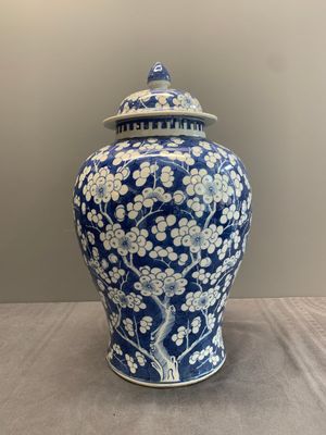 Two Chinese blue and white 'prunus on cracked ice' vases and covers, Kangxi mark, 19th C. — foto 5
