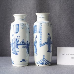 Two Chinese blue and white rouleau vases, Kangxi — 照片 7