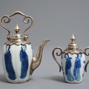 Two Chinese blue and white silver-mounted miniatures, Kangxi — 照片 4